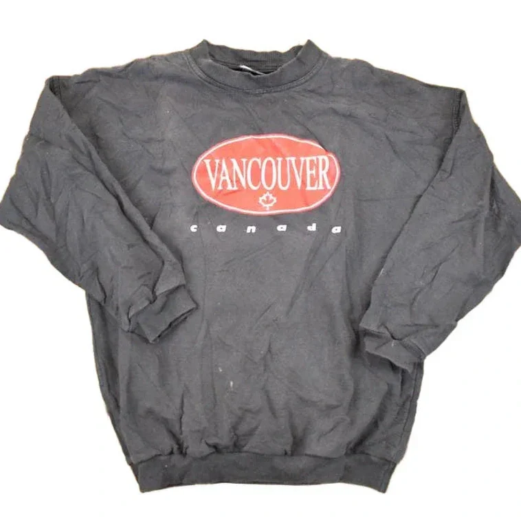 Vintage 1990s Vancouver Canada Graphic Print Crewneck Sweatshirt Mens S