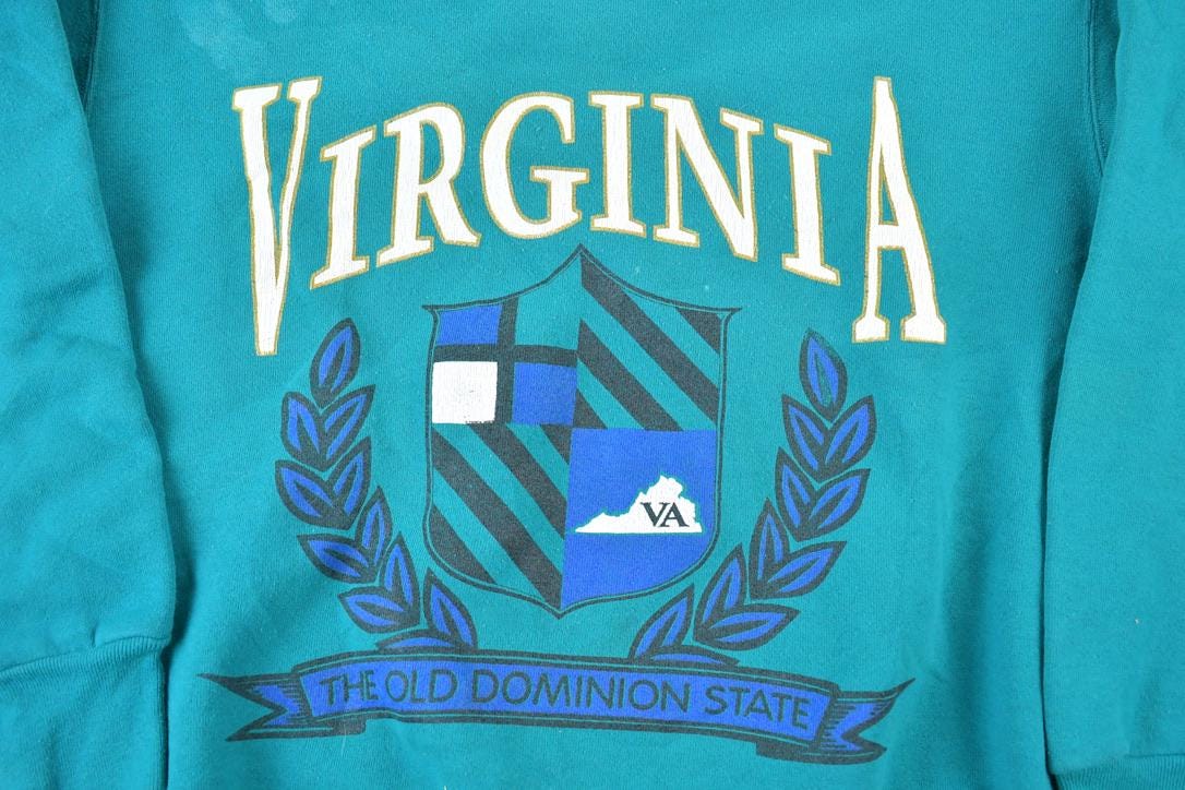 Vintage 1990s Virginia Crewneck Sweatshirt Men's Medium - Image 4