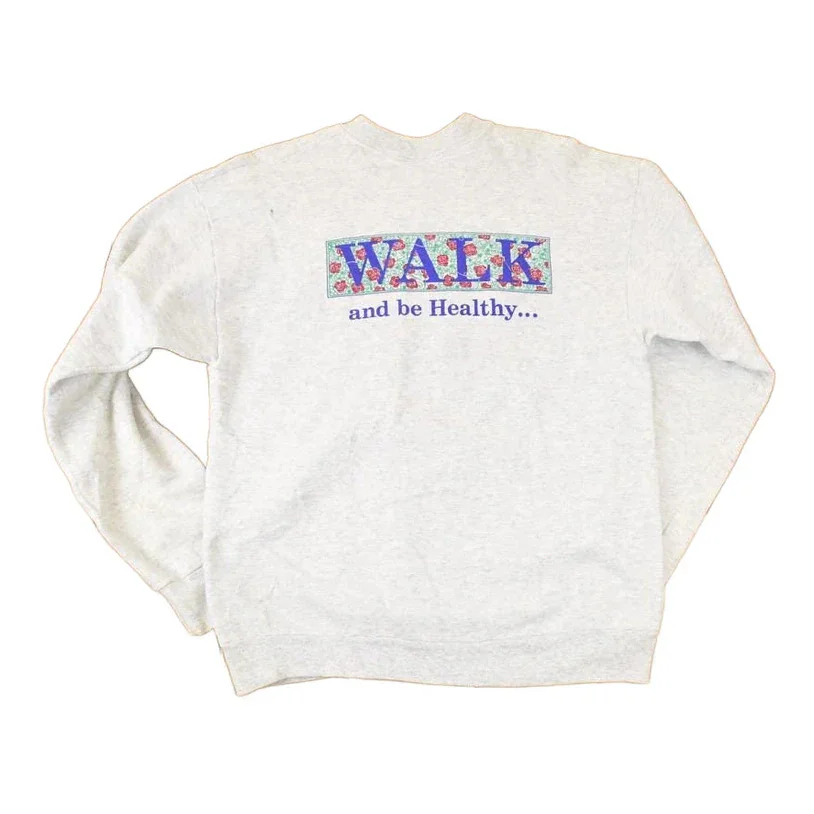 Vintage 1990s Walk And Be Happy FAB Graphic Print Crewneck Sweatshirt Mens L - Image 2