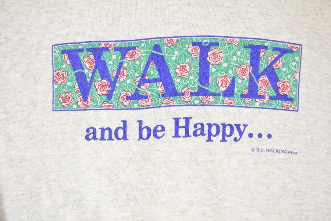 Vintage 1990s Walk And Be Happy FAB Graphic Print Crewneck Sweatshirt Mens L - Image 3