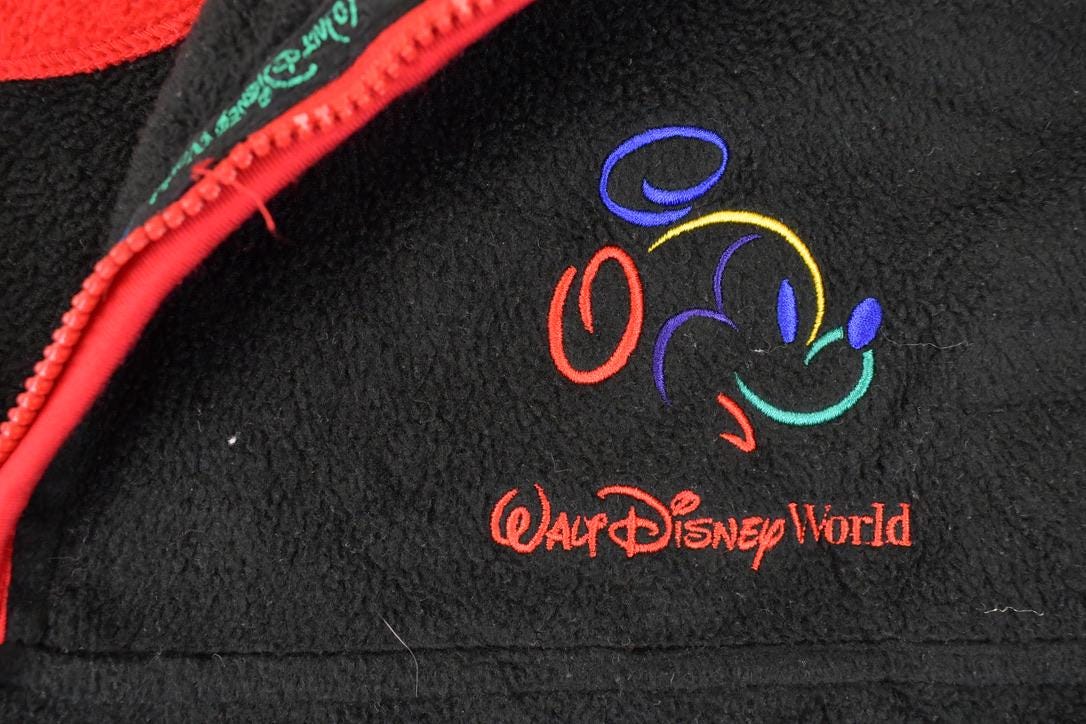 Vintage 1990s Walt Disney World Quarter Zip Fleece Sweater Men's XL - Image 3