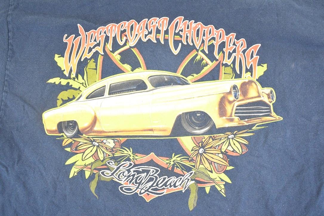 Vintage 1990's West Coast Choppers Long Beach Souvenir Motorcycle T-Shirt Men's L - Image 3