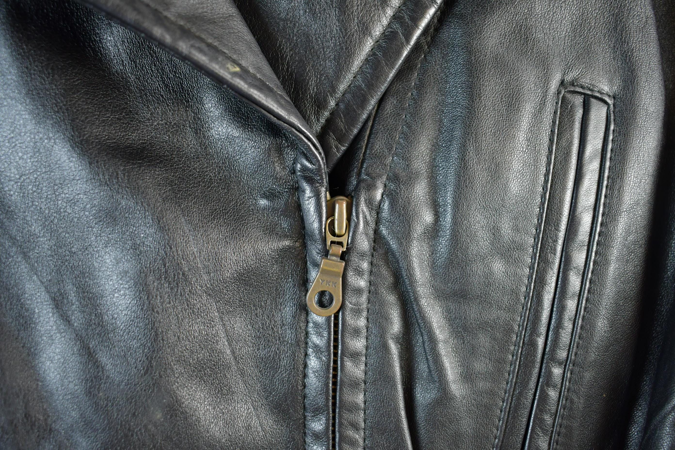 Vintage 1990s Wilson Thinsulate Motorcycle Leather Biker Jacket Adult Large Men's Small - Image 3