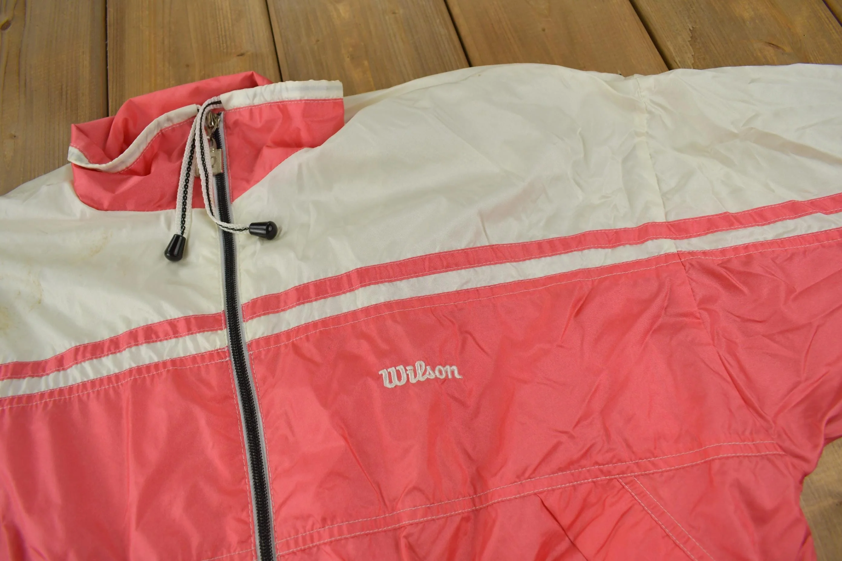 Vintage 1990s Wilson Women's Pink Windbreaker Jacket Women's L - Image 4