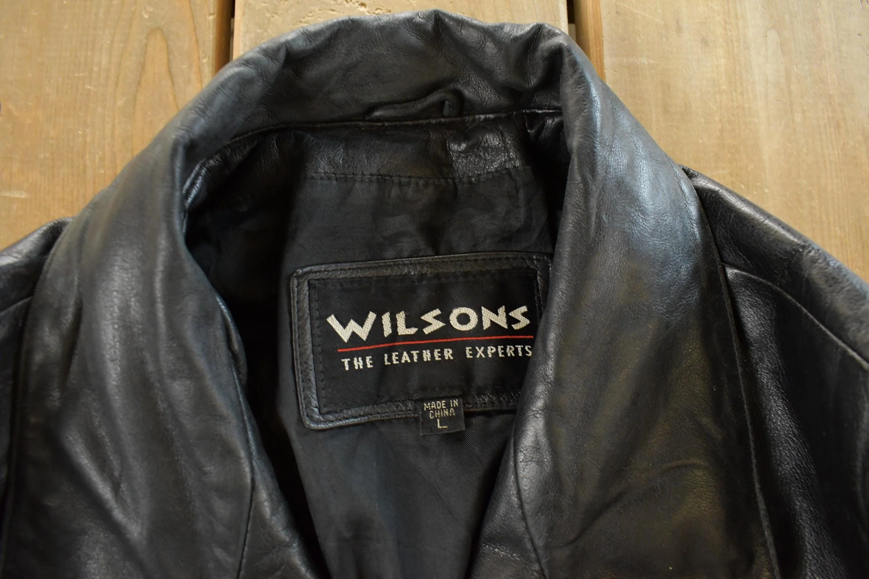 Vintage 1990s Wilsons Leather Trench Coat Women's Large - Image 4