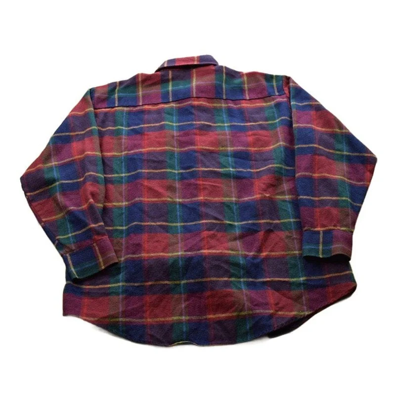 Vintage 1990s Windsor Plaid Flannel Button Up Shirt Men's XL - Image 2