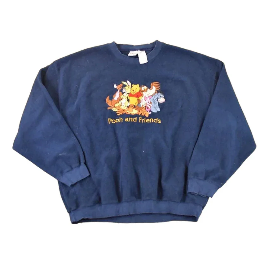 Vintage 1990s Winnie The Pooh And Friends Embroidered Fleece Disney Crewneck Sweater Men's XL