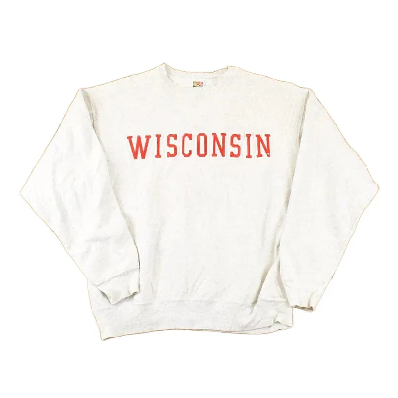 Vintage 1990s Wisconsin Embroidered University Crewneck Sweater Mens L