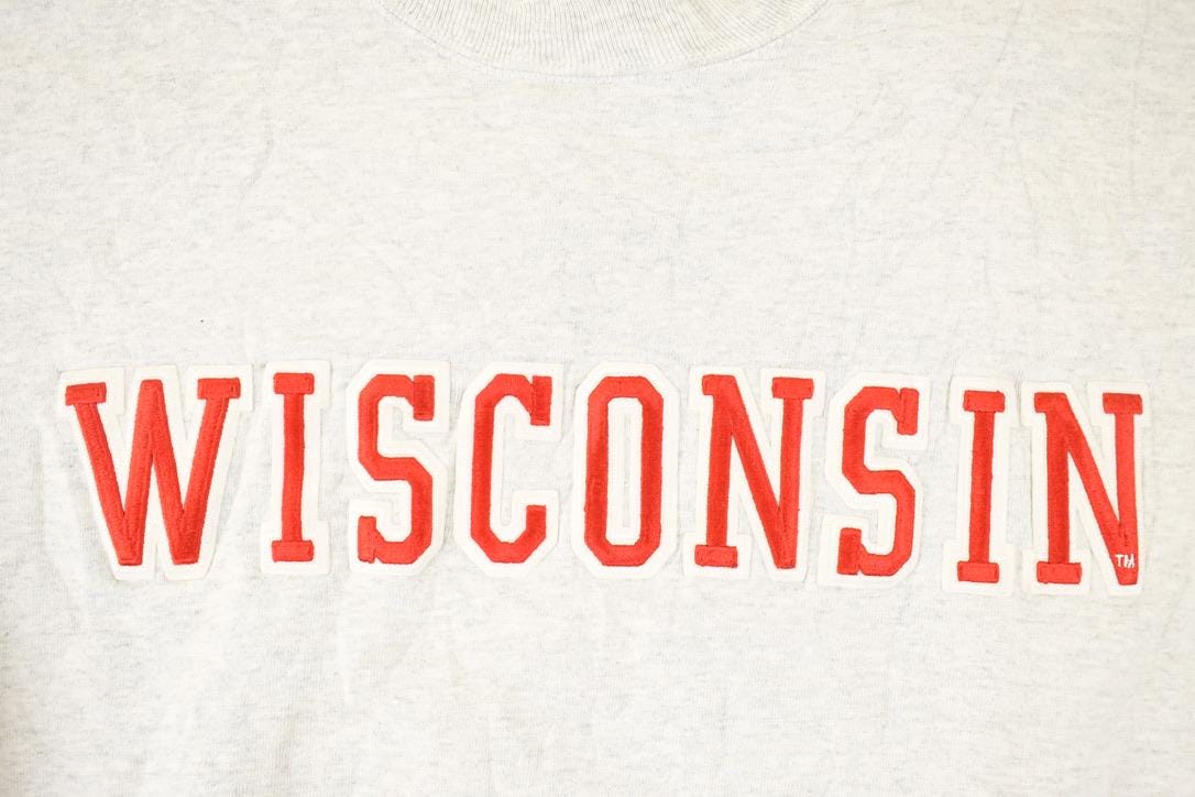 Vintage 1990s Wisconsin Embroidered University Crewneck Sweater Mens L - Image 3