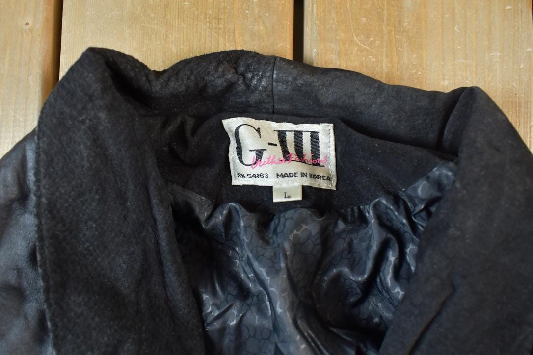 Vintage 1990s Womens G3 Leather Fashions Frilled Biker Jacket Made In USA - Image 6