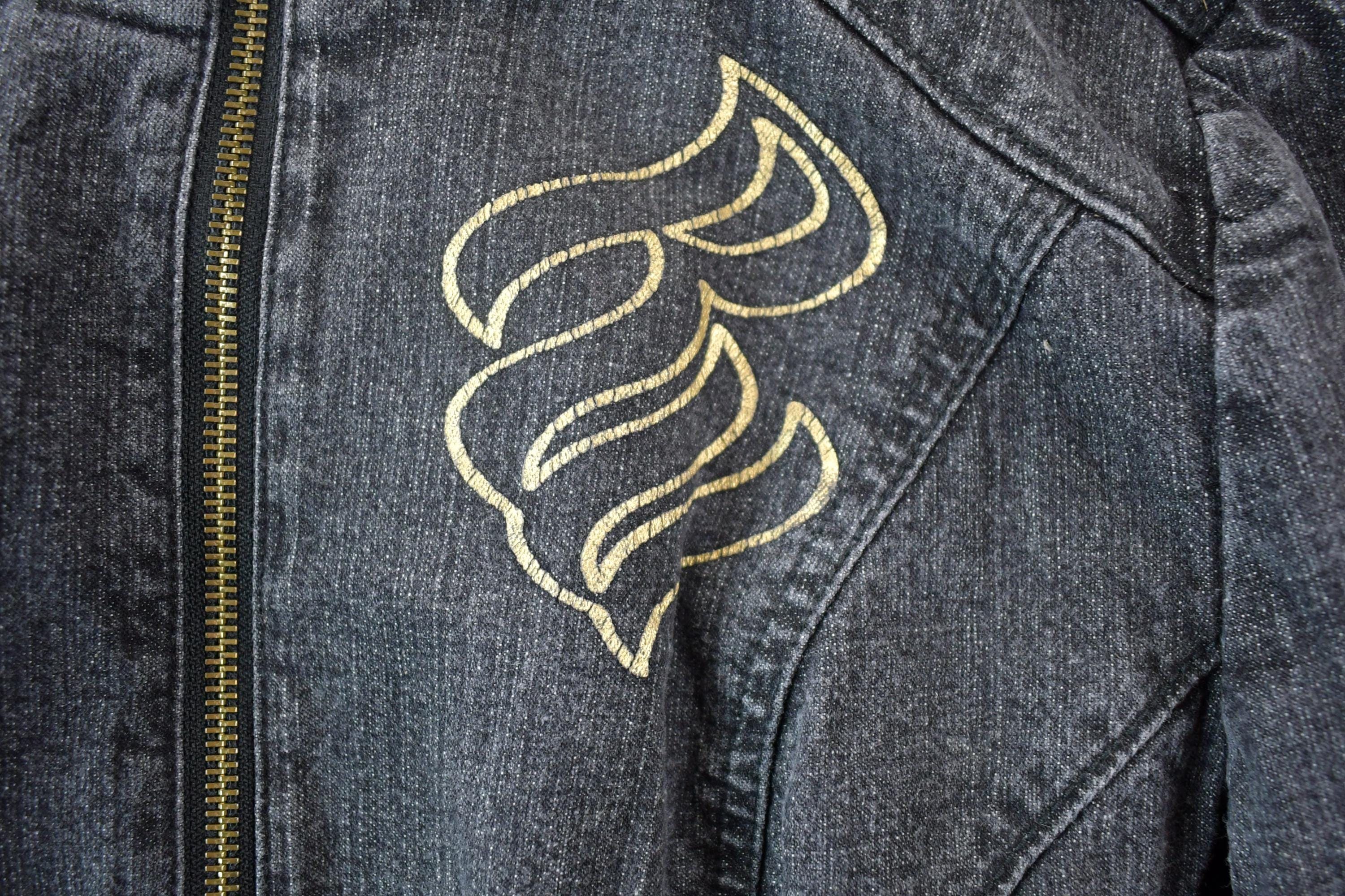Vintage 1990s Womens XXS Rocawear Embroidered Jean Jacket - Image 4