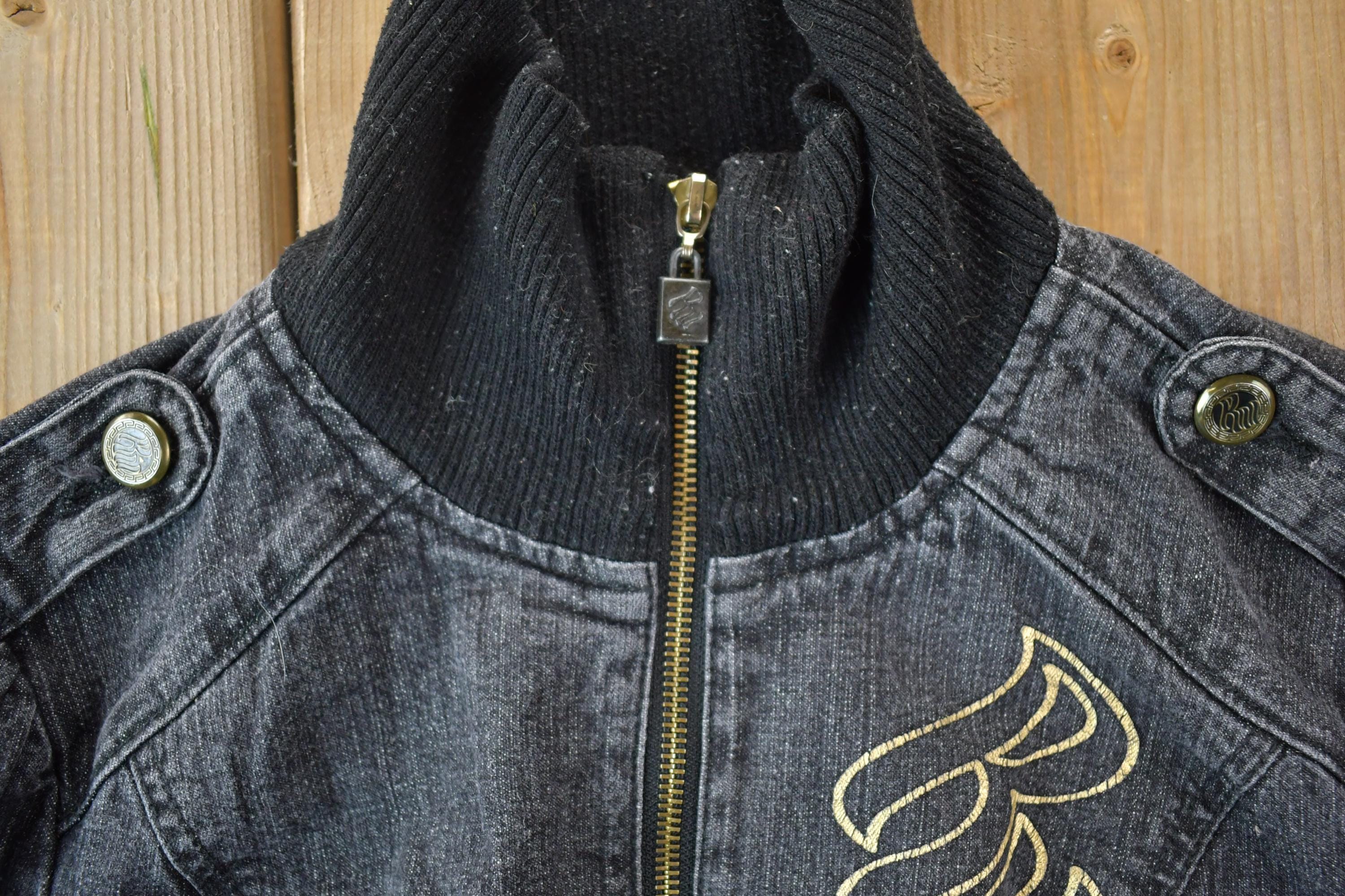 Vintage 1990s Womens XXS Rocawear Embroidered Jean Jacket - Image 6