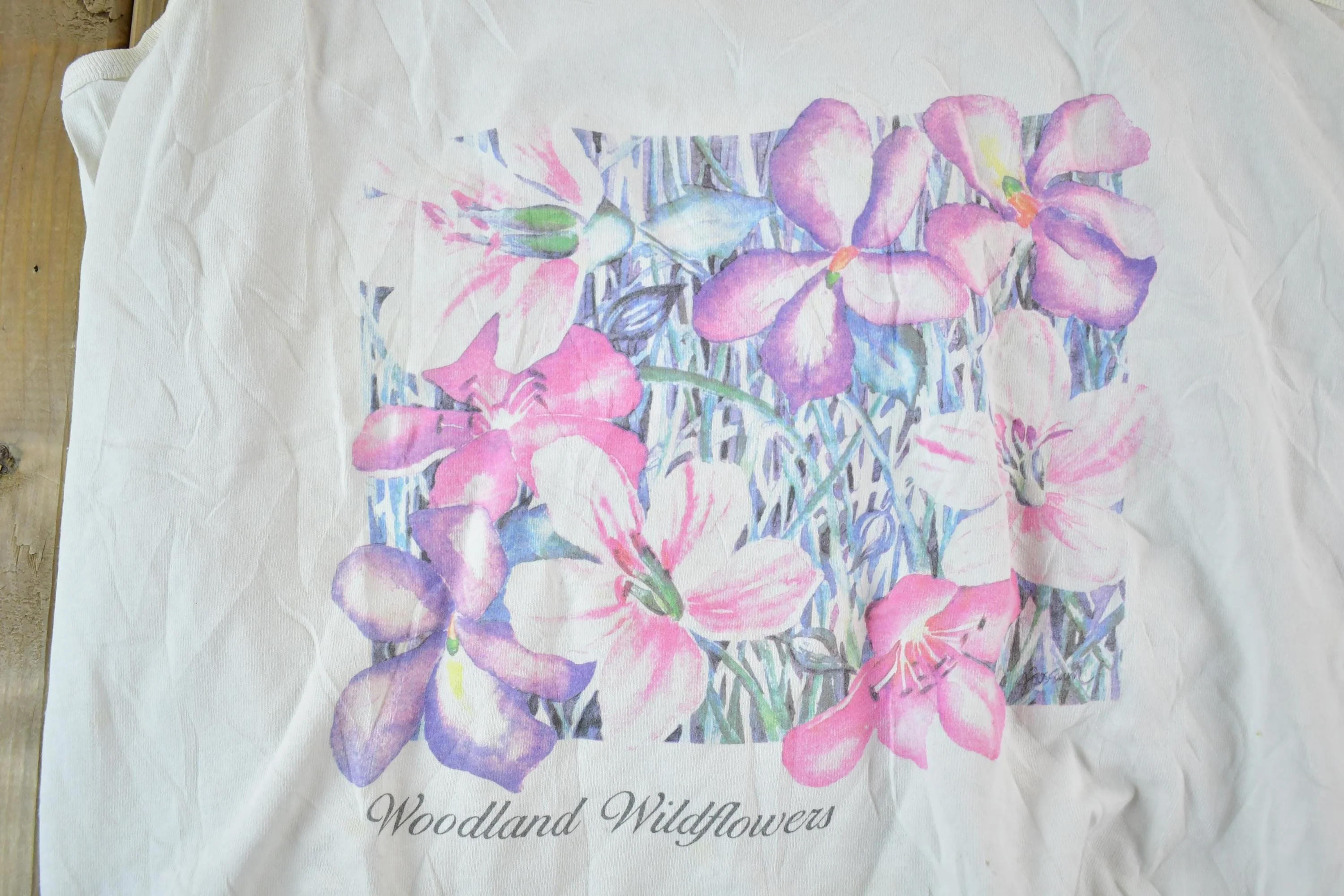 Vintage 1990s Woodland Wildflowers Souvenir Tank Top Women's L - Image 3