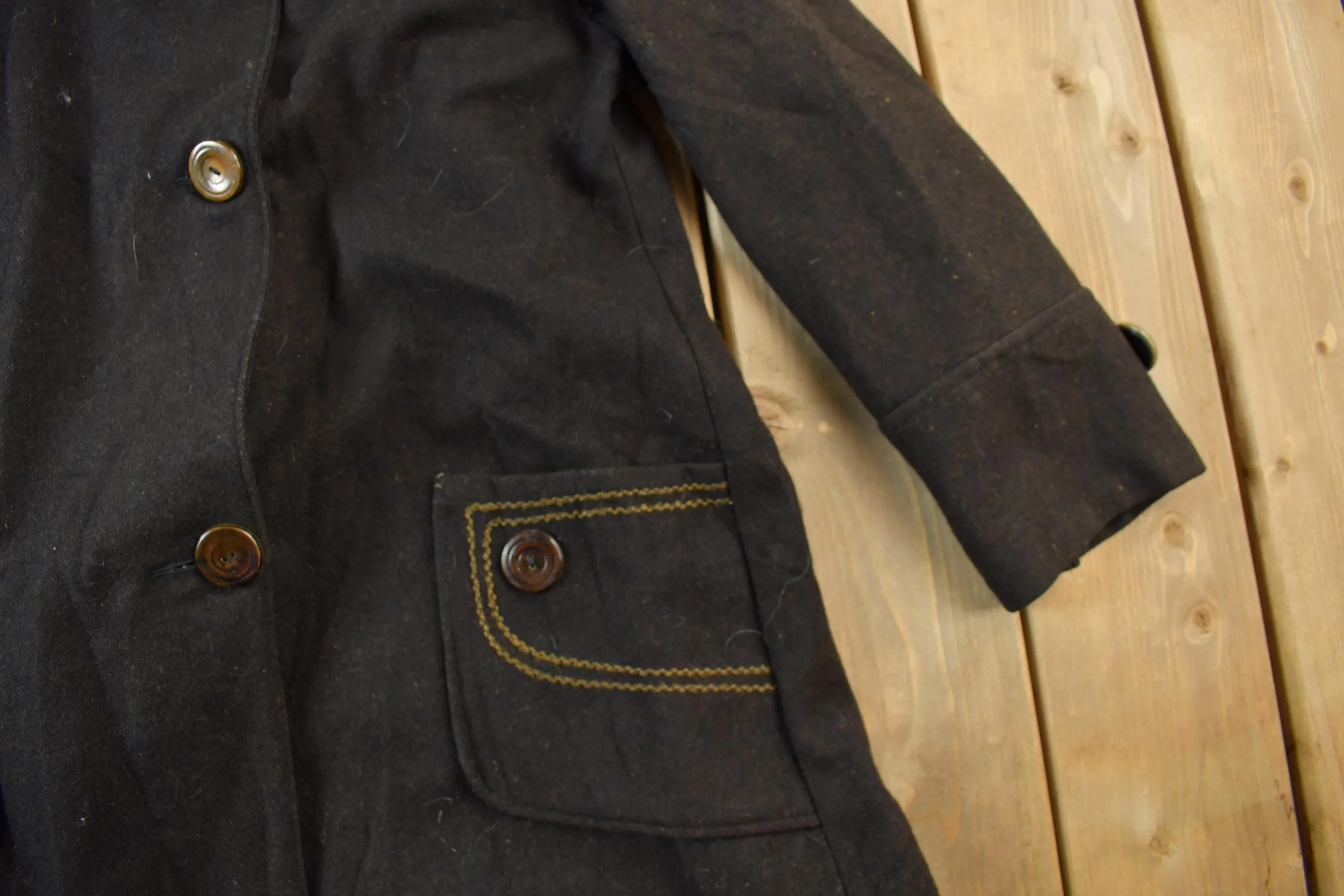Vintage 1990s Wool Overcoat Jacket Men's S - Image 5