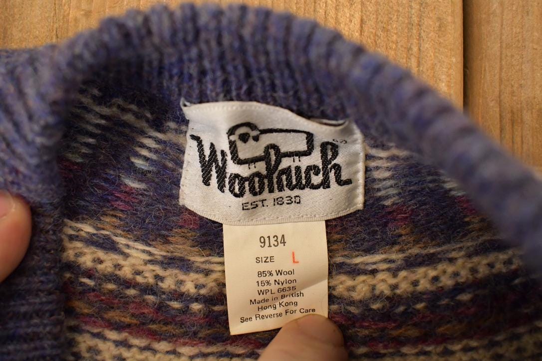 Vintage 1990s Woolrich Abstract Knit Crewneck Sweater Womens L - Image 4