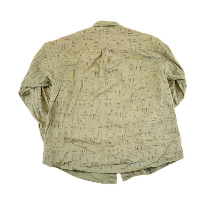 Vintage 1990s Woolrich Fishing AOP Outdoorsman Button Up Shirt Men's L - Image 2