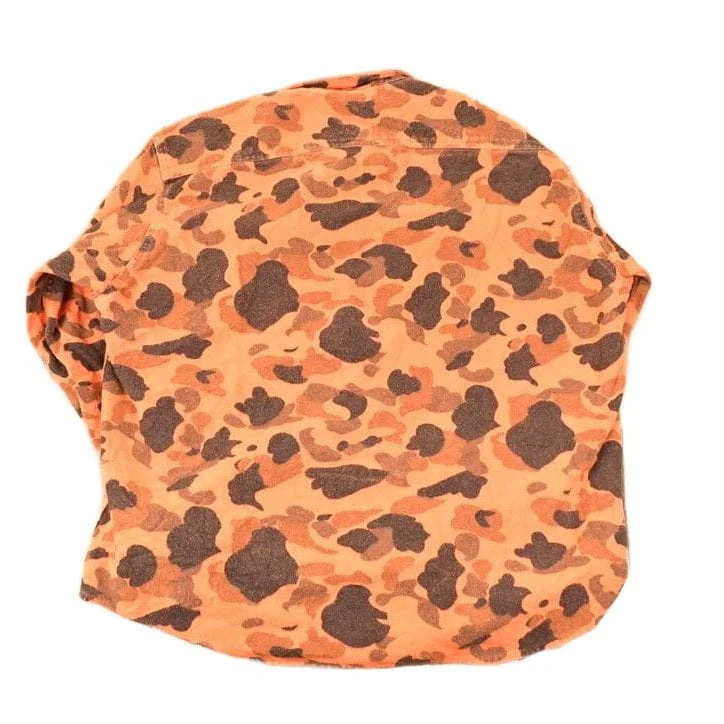 Vintage 1990s Woolrich Orange Camo Button Up Flannel Shirt Men's L - Image 2