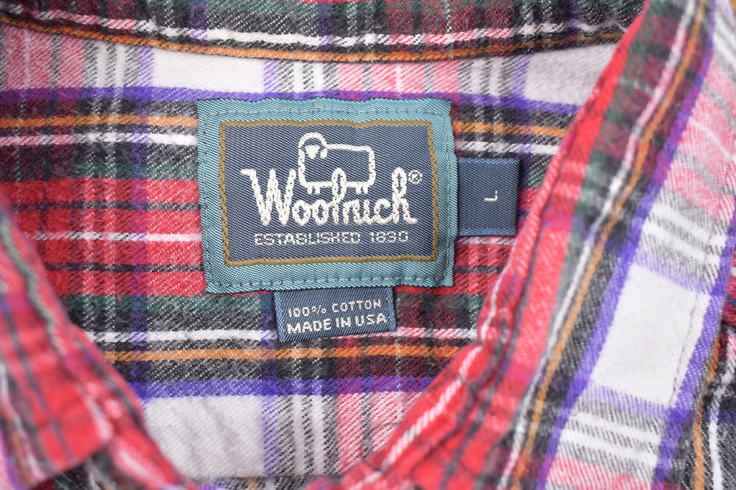 Vintage 1990s Woolrich Plaid Button Up Shirt Men's XL - Image 3