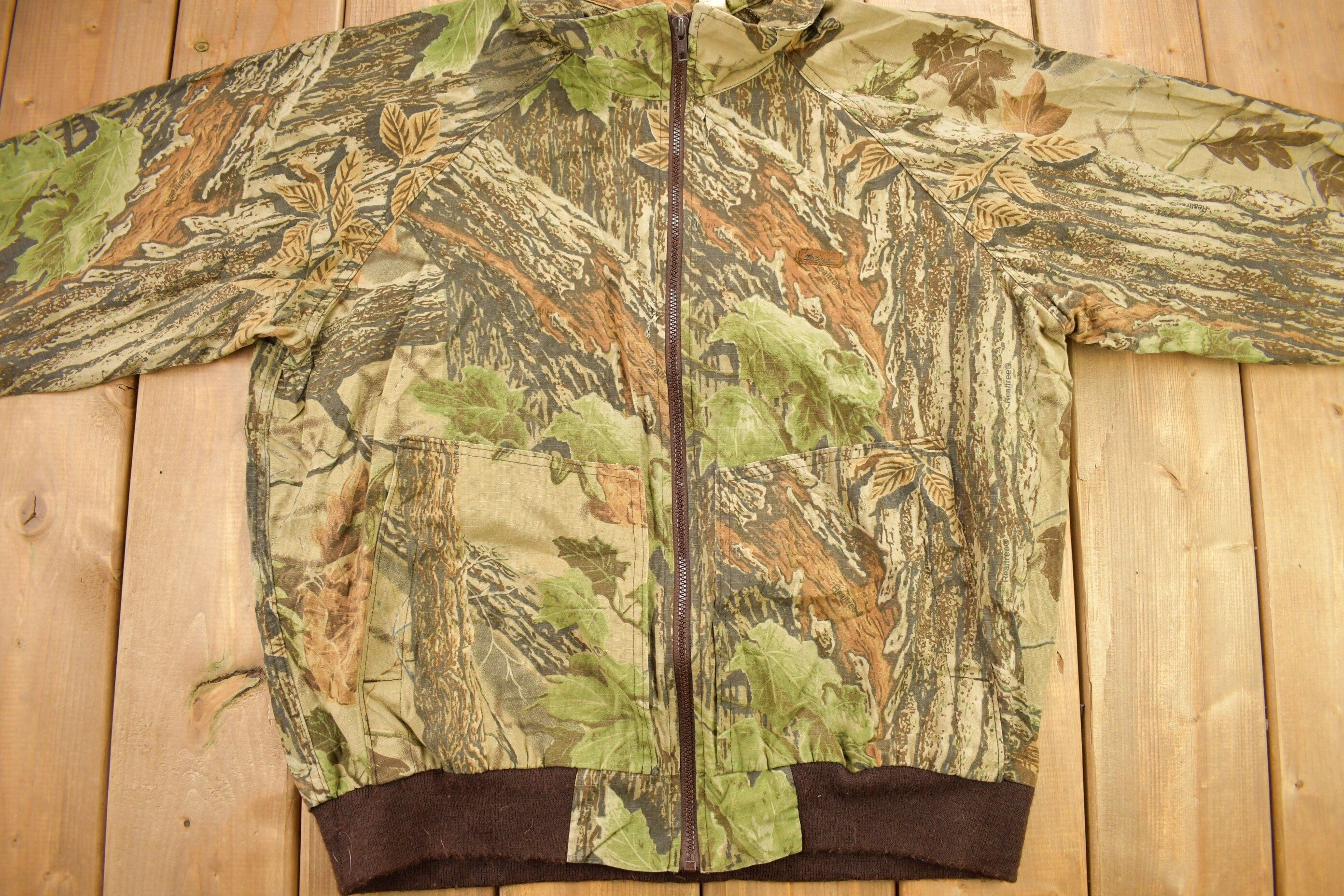 Vintage 1990s Woolrich Tree Camo Windbreaker Jacket Men's XL - Image 3