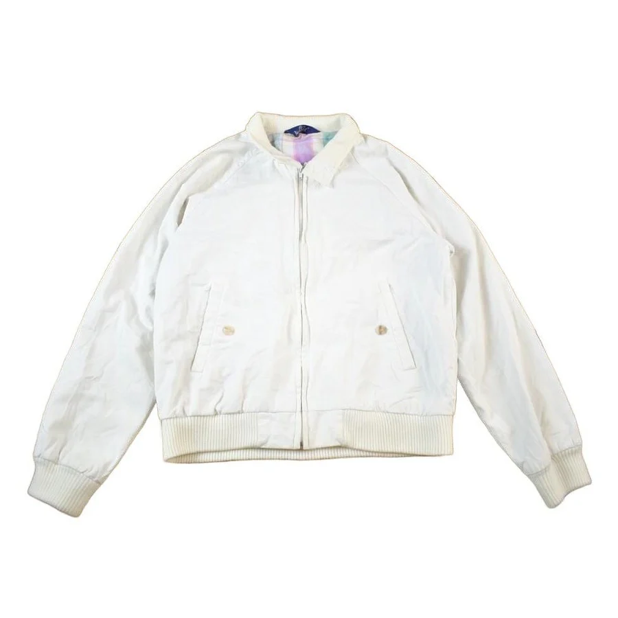 Vintage 1990s Woolrich White Plaid Lined Light Jacket Men's S