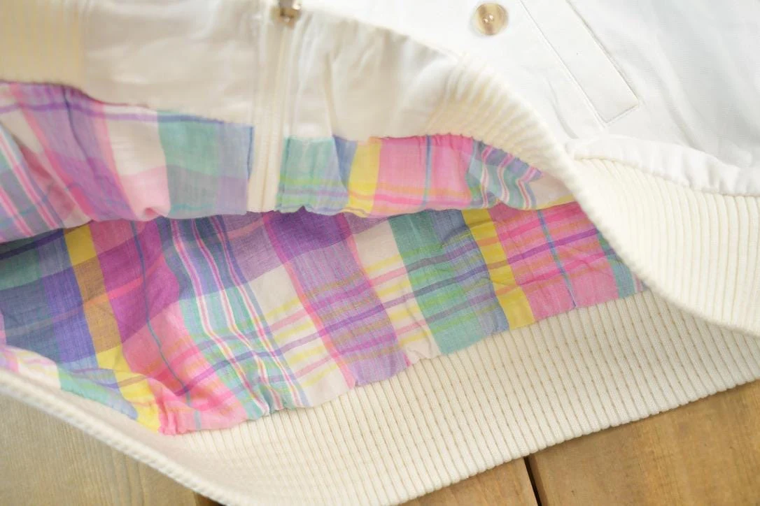 Vintage 1990s Woolrich White Plaid Lined Light Jacket Men's S - Image 4