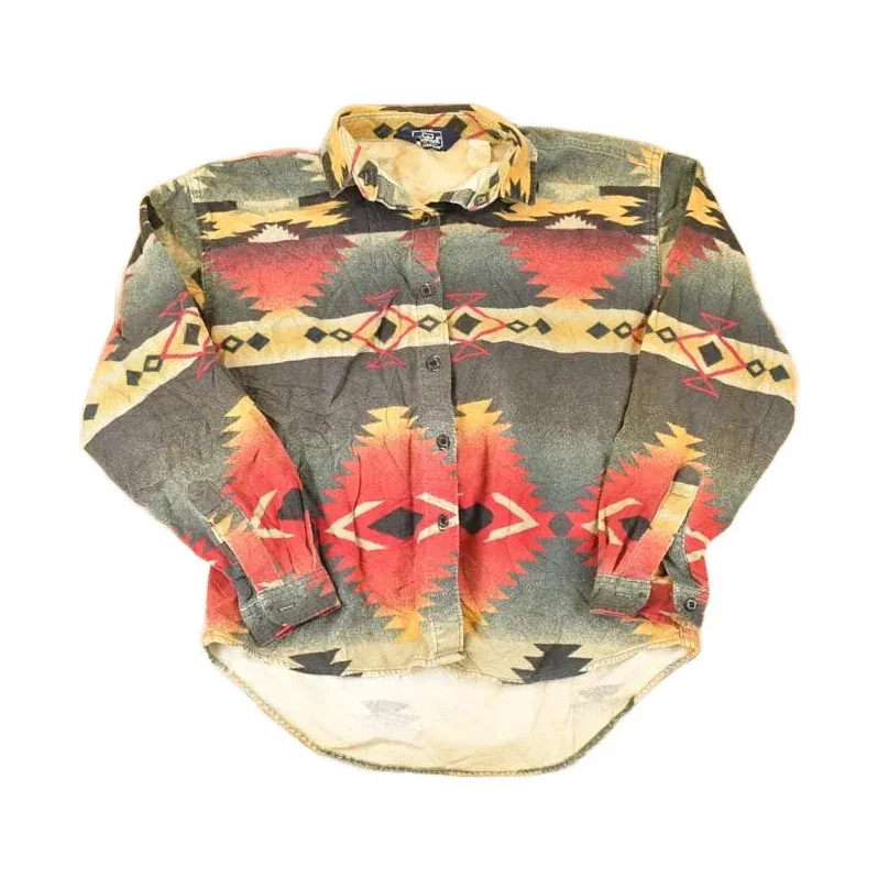 Vintage 1990s Woolrich Woman AOP Aztec Fleece Button Up Shirt Women's S