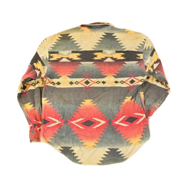 Vintage 1990s Woolrich Woman AOP Aztec Fleece Button Up Shirt Women's S - Image 2