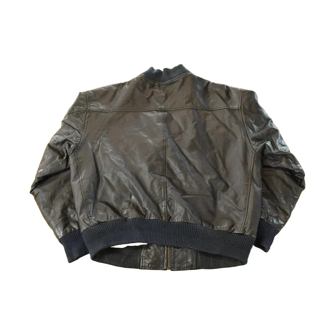 Vintage 1990s World Alliance Leather Bomber Flight Jacket Men's Medium - Image 2