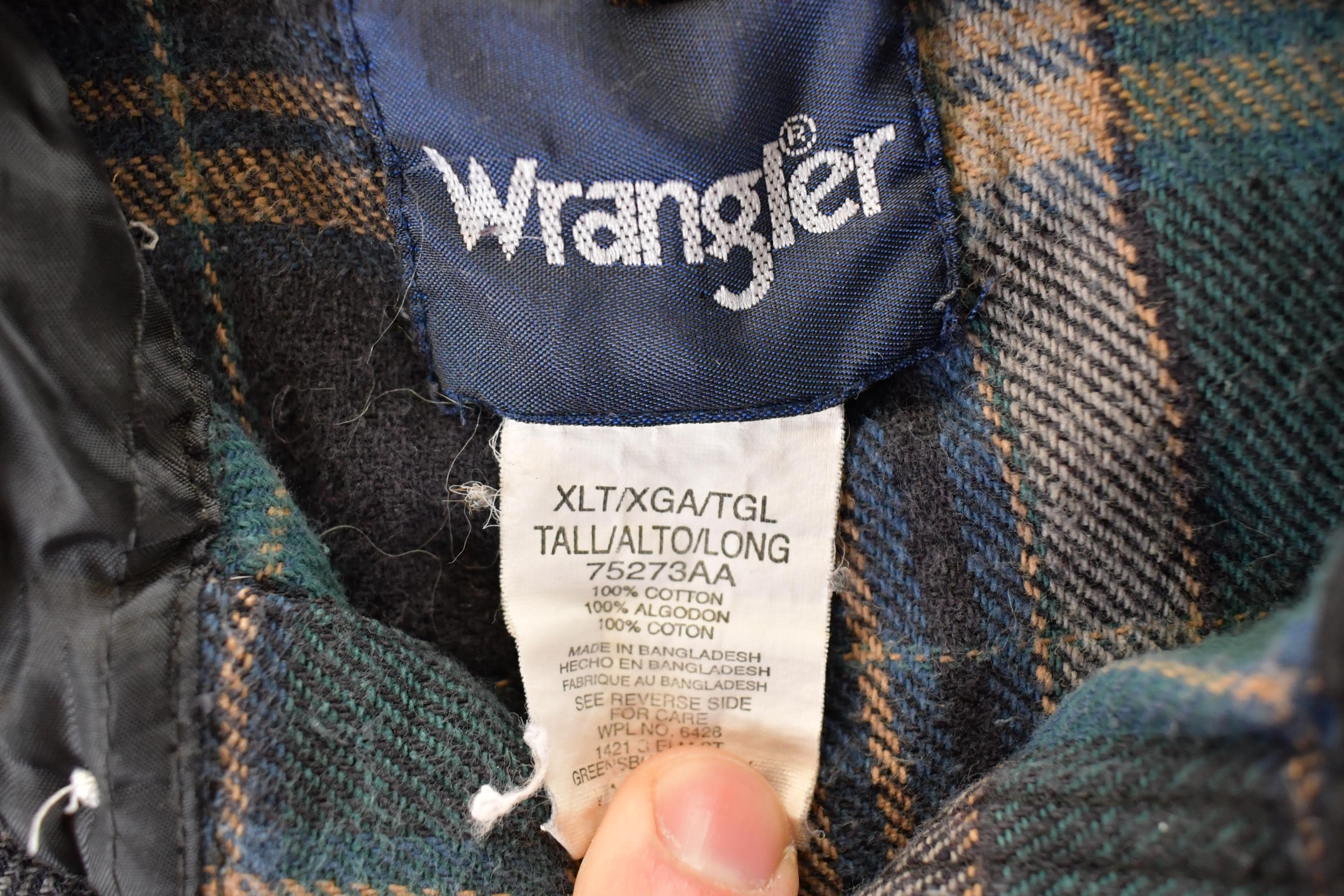 Vintage 1990s Wrangler Plaid Western Style Button Up Shirt Men's Large - Image 4