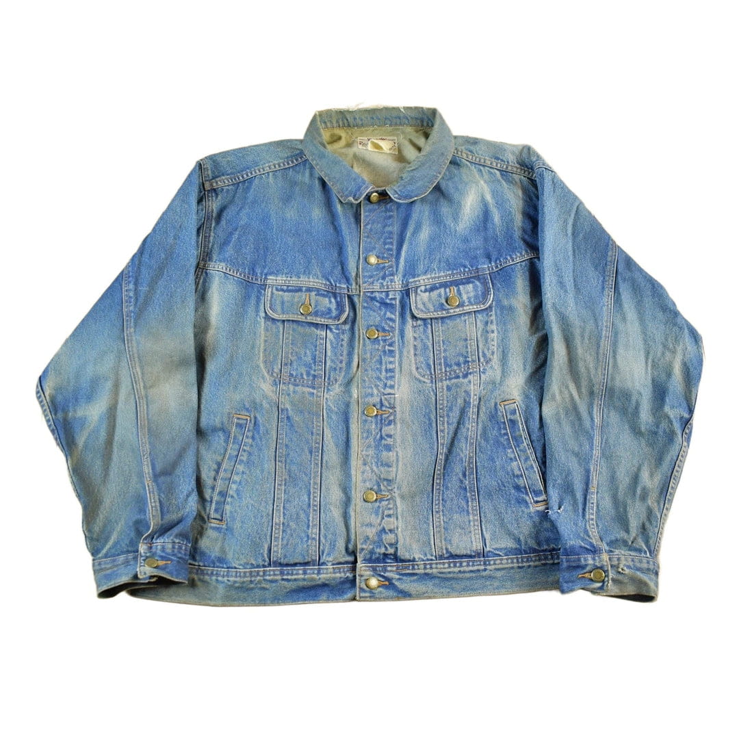 Vintage 1990s Wrangler Rugged Wear Denim Jean Trucker Jacket Men's 2XL