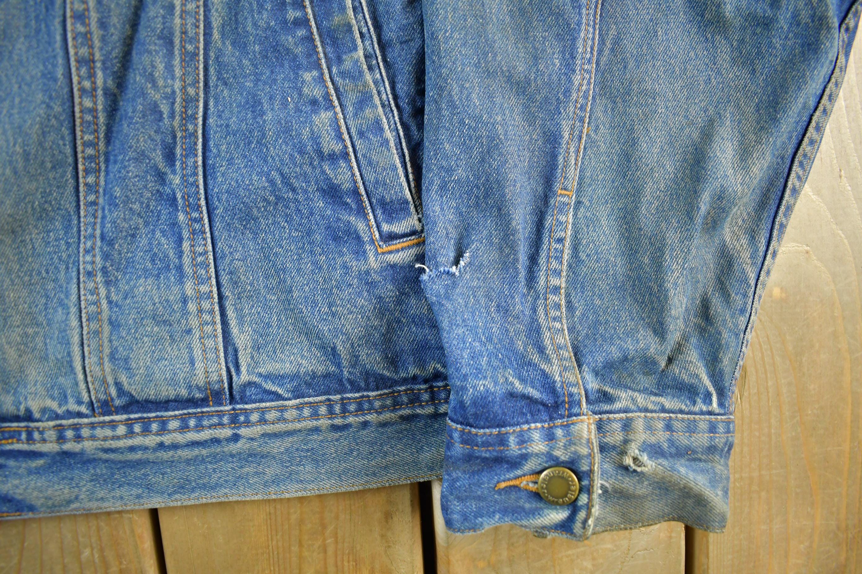 Vintage 1990s Wrangler Rugged Wear Denim Jean Trucker Jacket Men's 2XL - Image 3