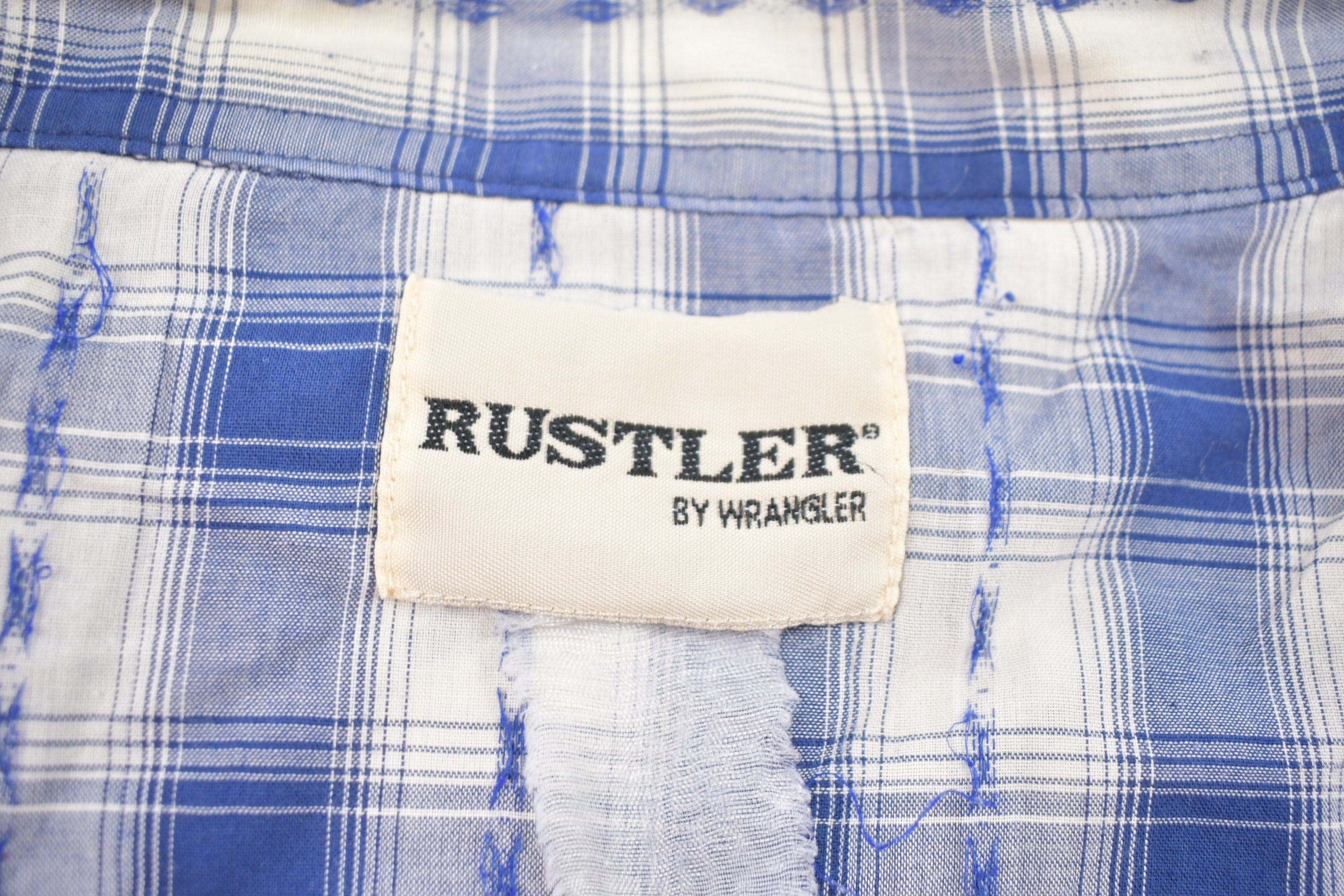 Vintage 1990s Wrangler Rustler Plaid Western Flannel Button Up Shirt Men's Large - Image 3