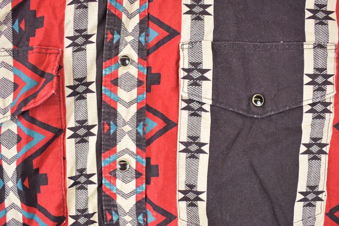 Vintage 1990s Wrangler Western Button Up Shirt Men's XL - Image 3