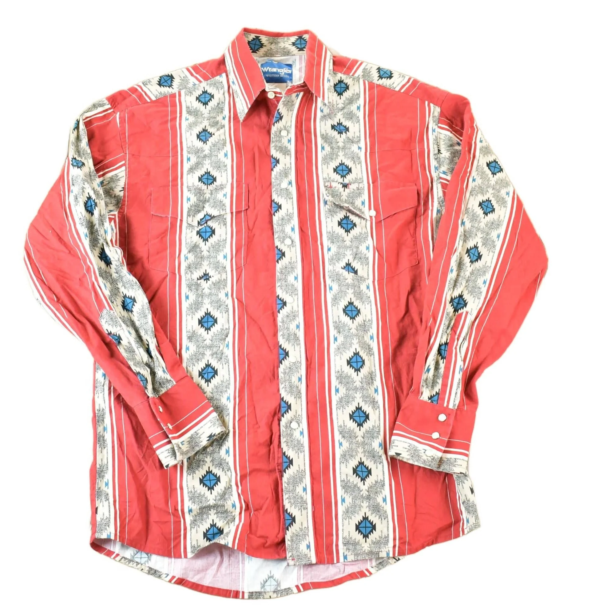 Vintage 1990s Wrangler Western Shirts Aztec Style Button Up Shirt Mens Large