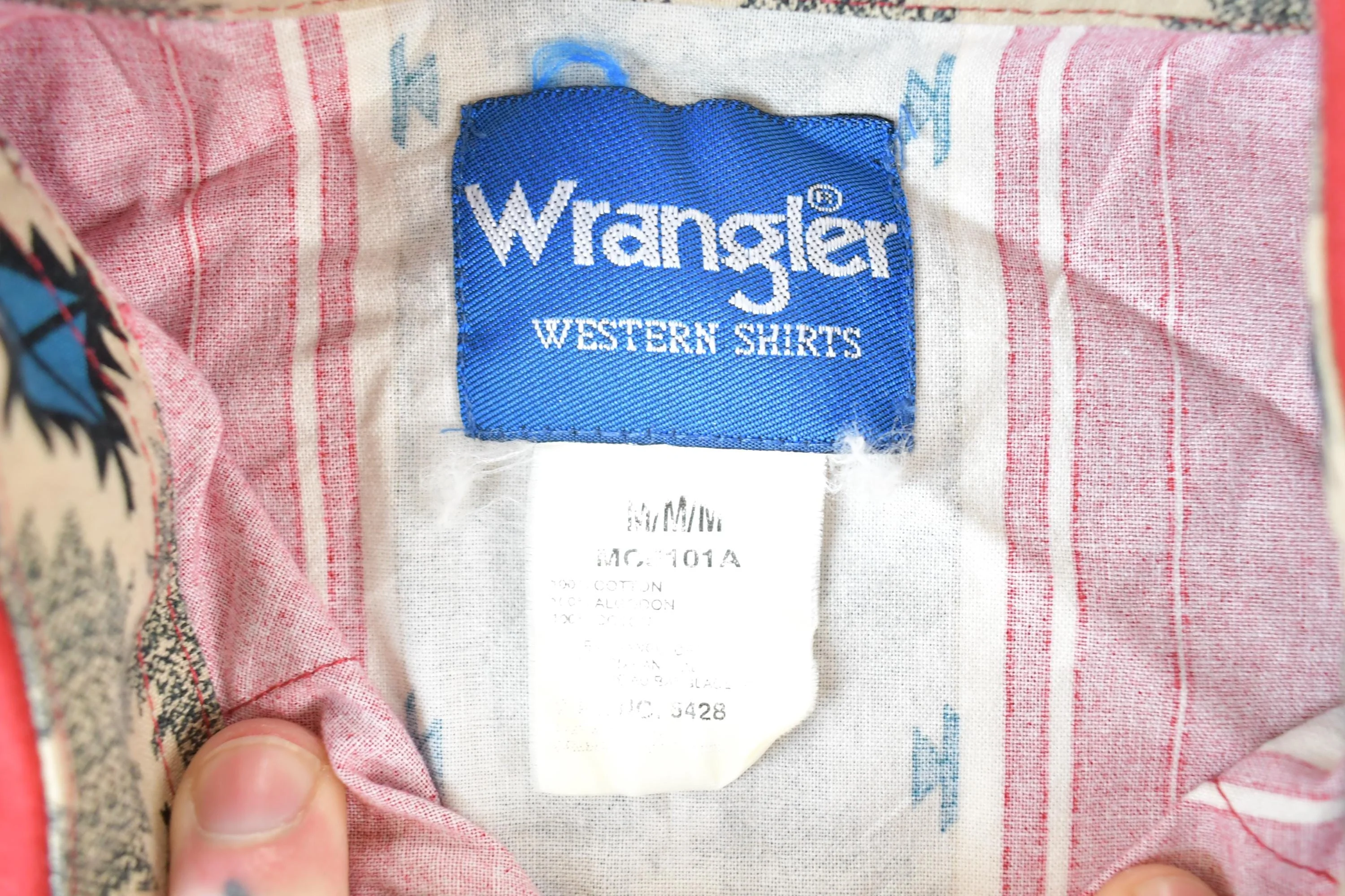 Vintage 1990s Wrangler Western Shirts Aztec Style Button Up Shirt Mens Large - Image 5