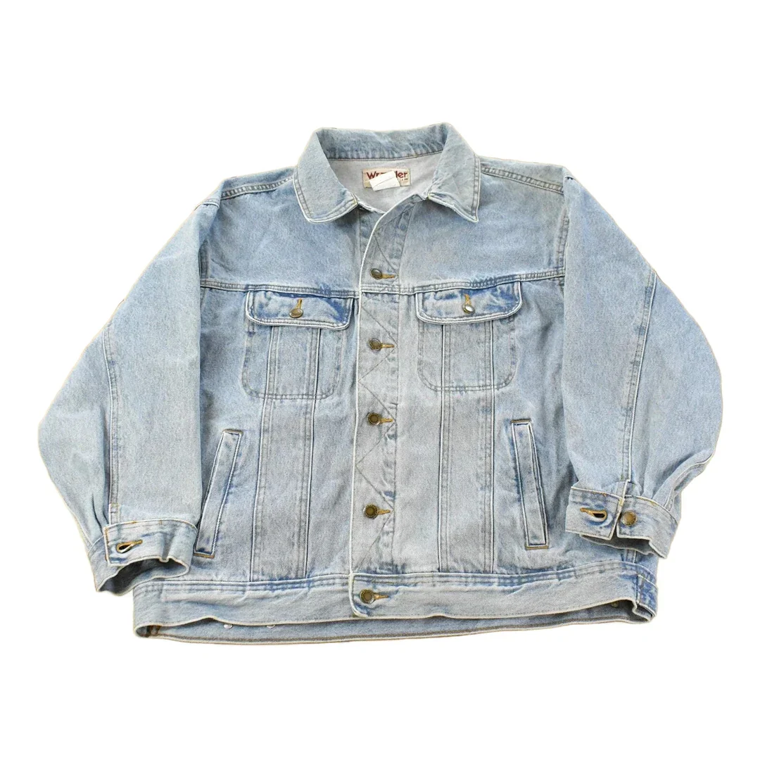 Vintage 1990s Wrangler Workwear Distressed Denim Trucker Jean Jacket Men's XL