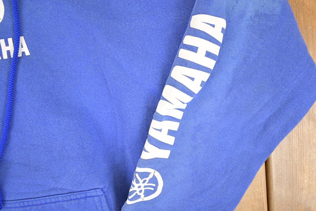 Vintage 1990s Yamaha Racing Graphic Print Hoodie Sweatshirt Mens L - Image 4