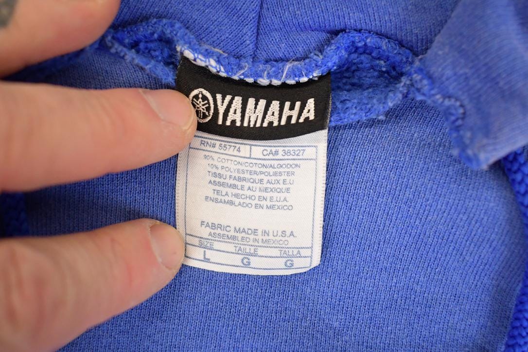 Vintage 1990s Yamaha Racing Graphic Print Hoodie Sweatshirt Mens L - Image 5