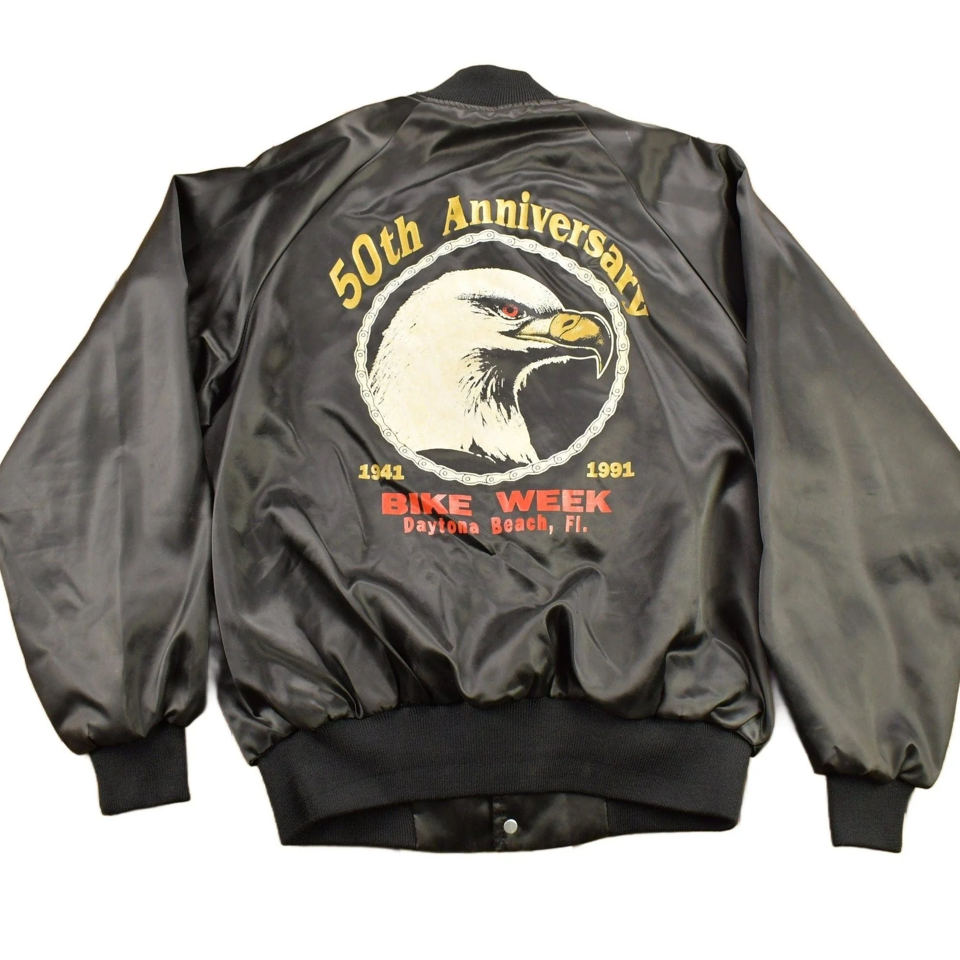 Vintage 1991 50th Daytona Bike Week Satin Bomber Jacket