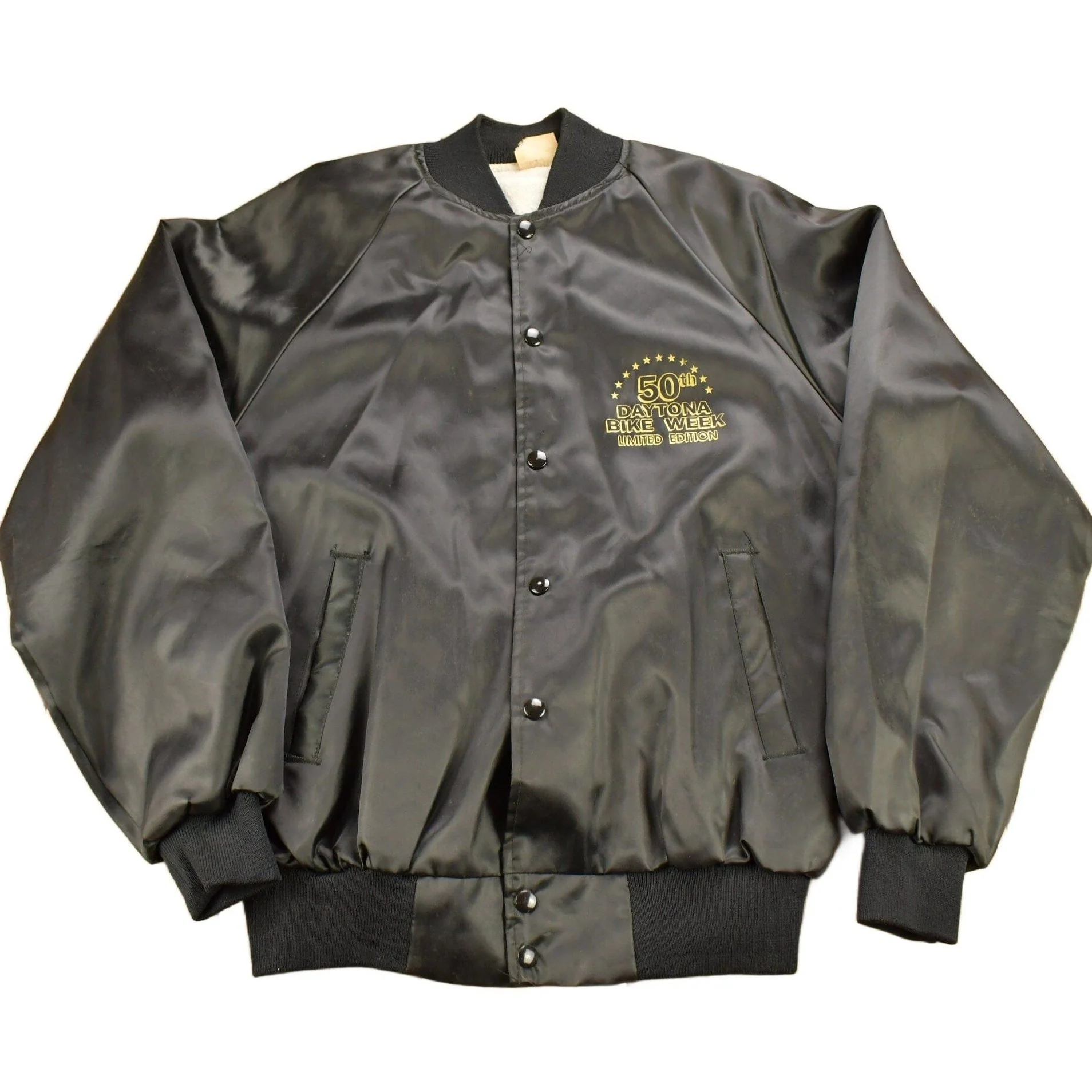 Vintage 1991 50th Daytona Bike Week Satin Bomber Jacket - Image 2