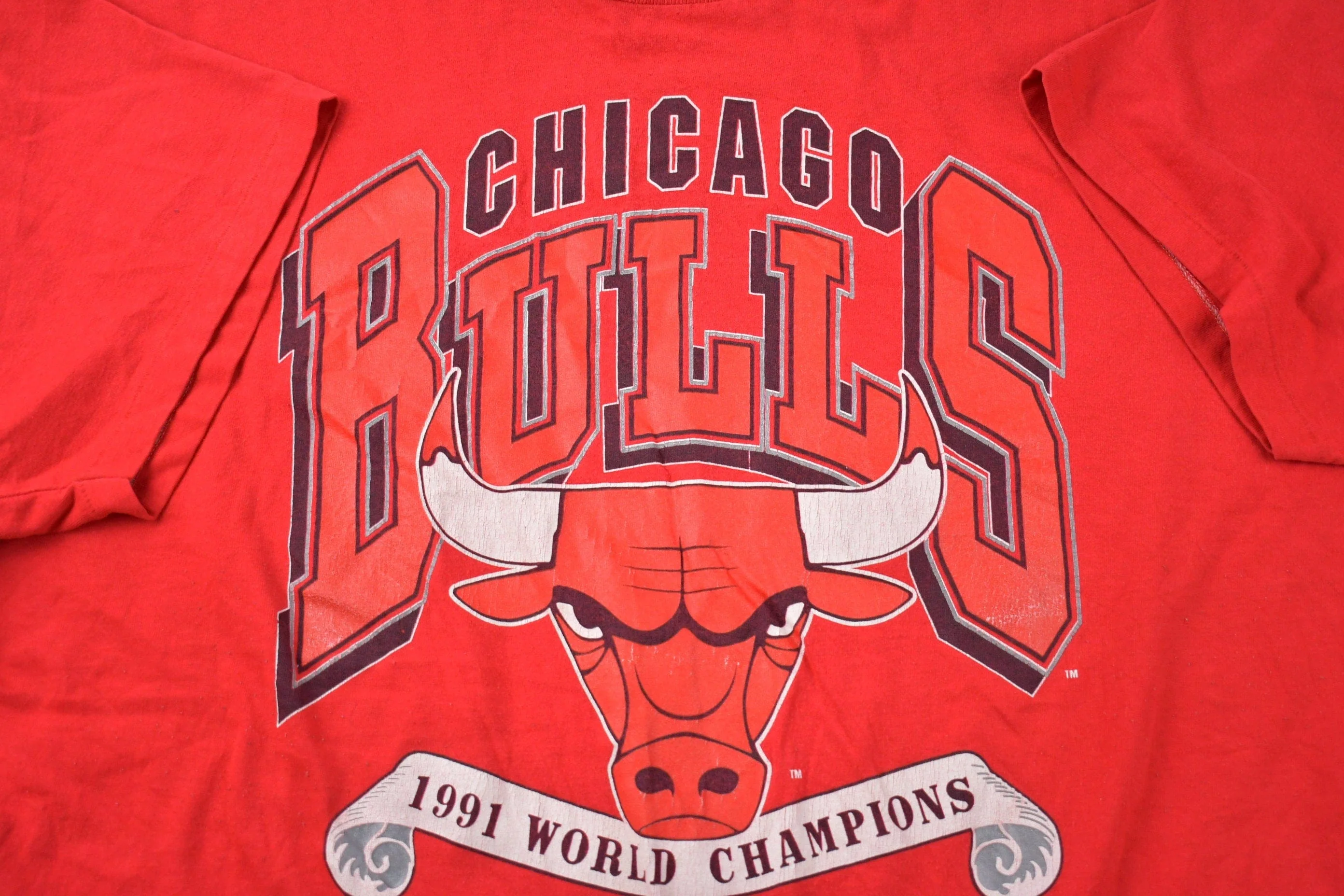 Vintage 1991 Chicago Bulls NBA World Champions Graphic T-Shirt Men's 2XL - Image 3