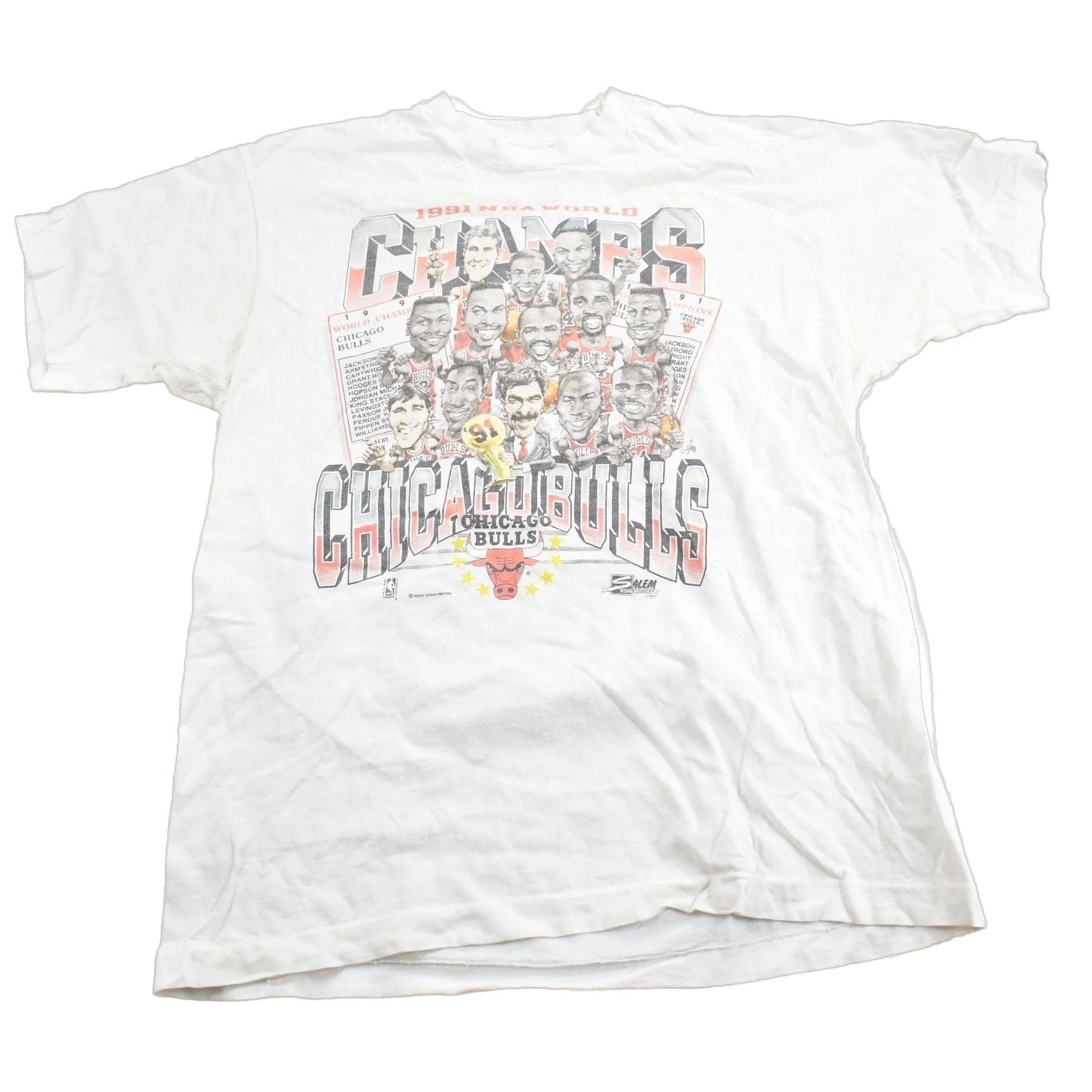 Vintage 1991 Chicago Bulls NBA World Champions T-Shirt Men's Large