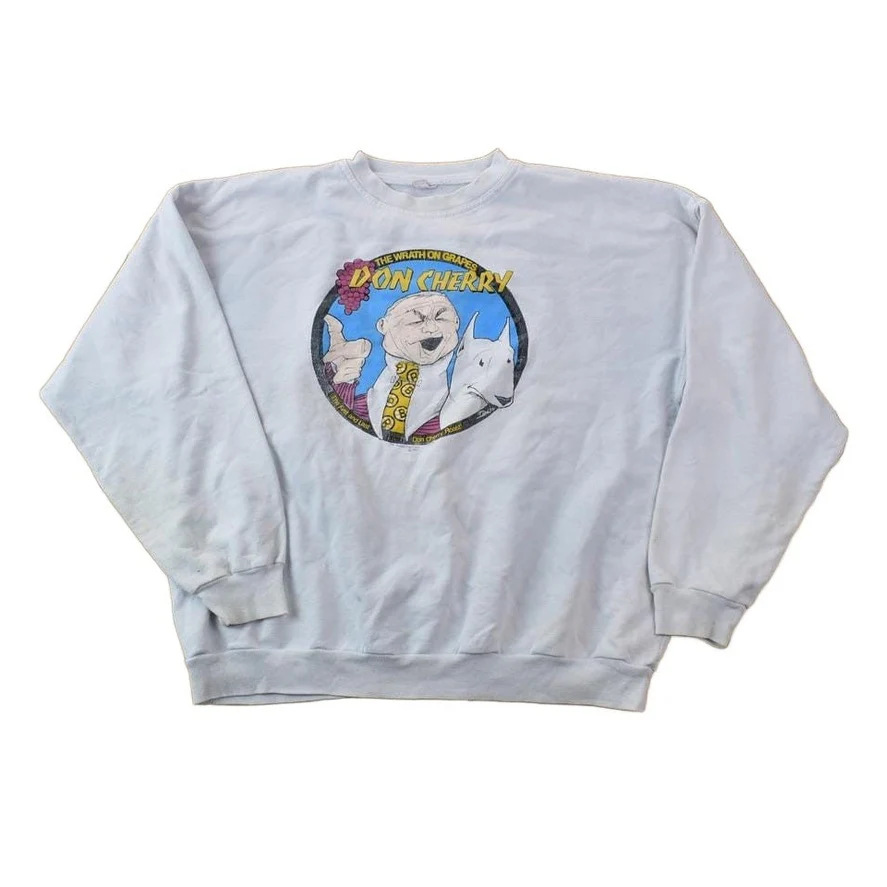 Vintage 1991 Don Cherry The War On Grapes NHL Hockey Crewneck Sweatshirt Men's XL