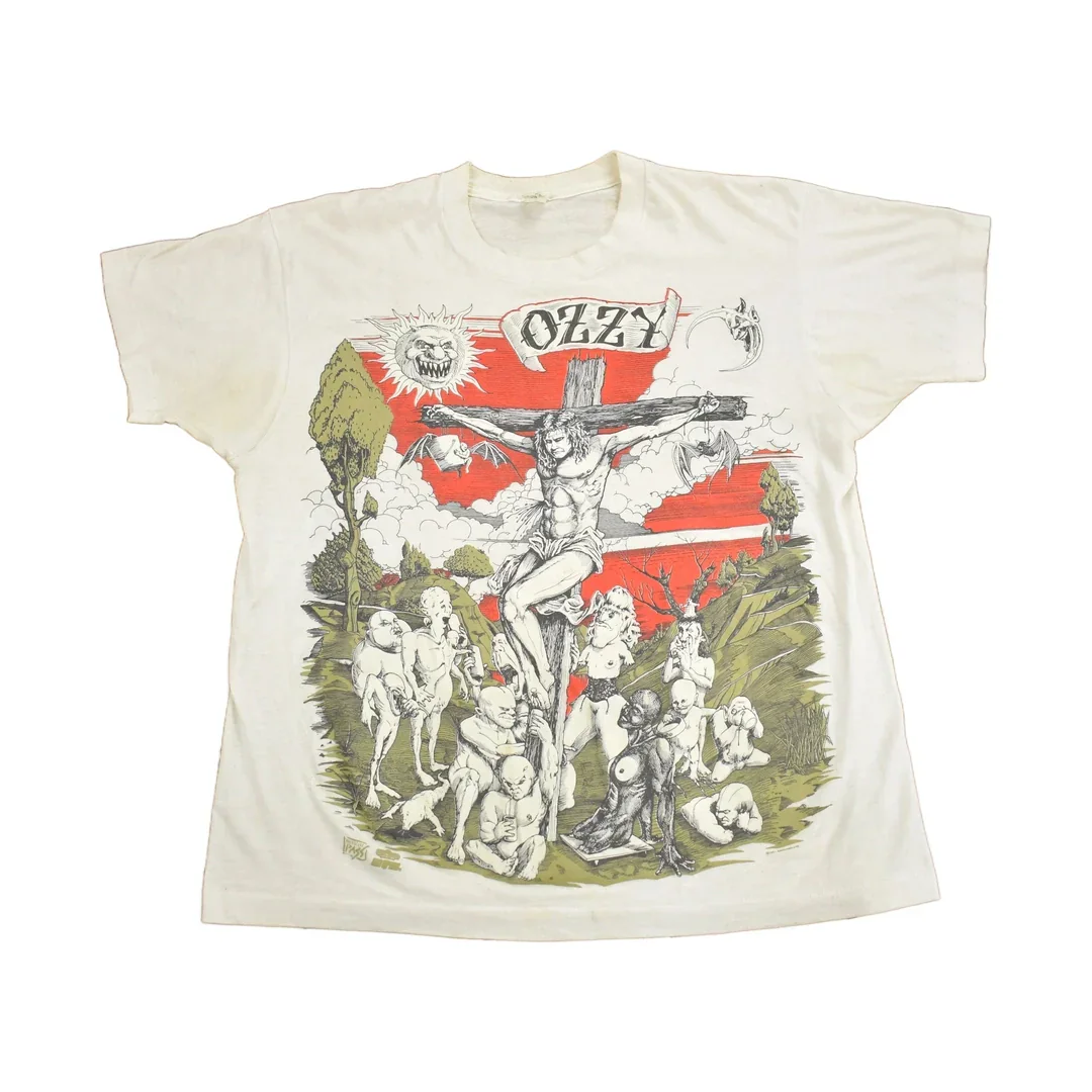 Vintage 1991 Ozzy Osbourne Cross Graphic T-Shirt Men's Medium
