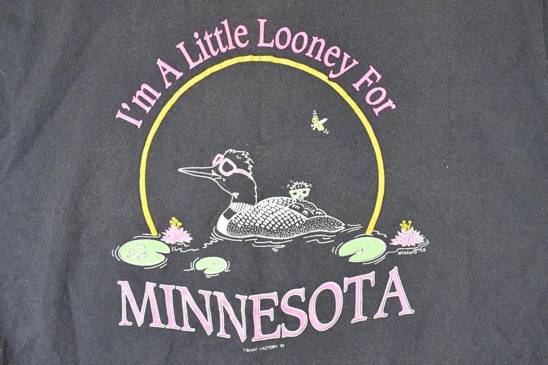 Vintage 1991 Screen Stars Best T SHirt Factory Minnesota Loon Souvenir T-Shirt Men's M - Image 3