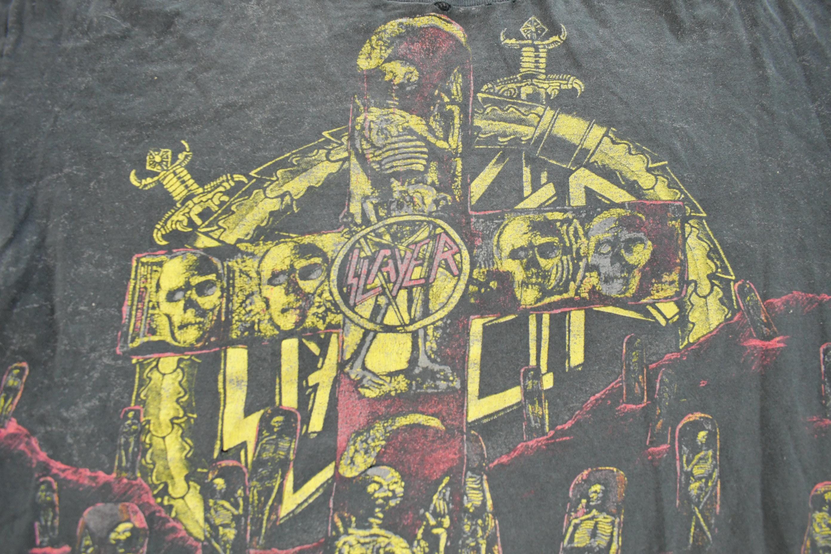 Vintage 1991 Slayer Seasons in the Abyss Tour Thrashed Band T-Shirt Men's XL - Image 3