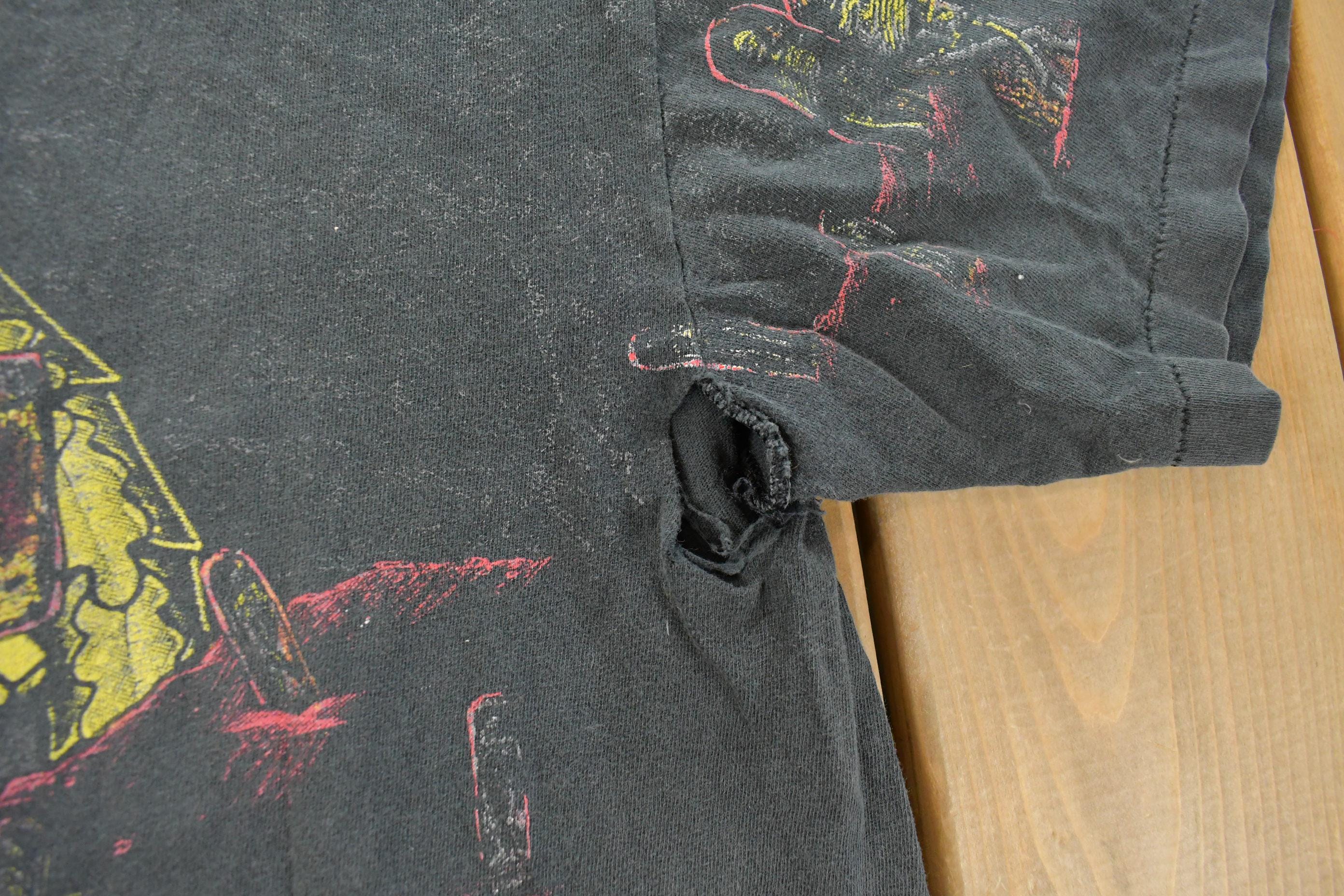 Vintage 1991 Slayer Seasons in the Abyss Tour Thrashed Band T-Shirt Men's XL - Image 5