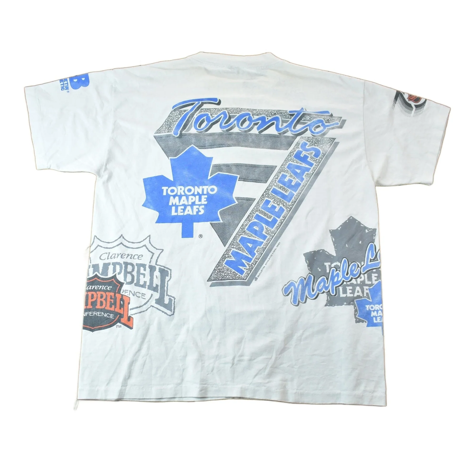 Vintage 1991 Toronto Maple Leafs NHL All Over Print Graphic T-Shirt Men's XL - Image 2