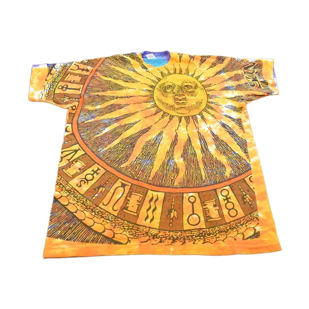 Vintage 1992 Astrology Sun and Moon All Over Print Graphic T Shirt