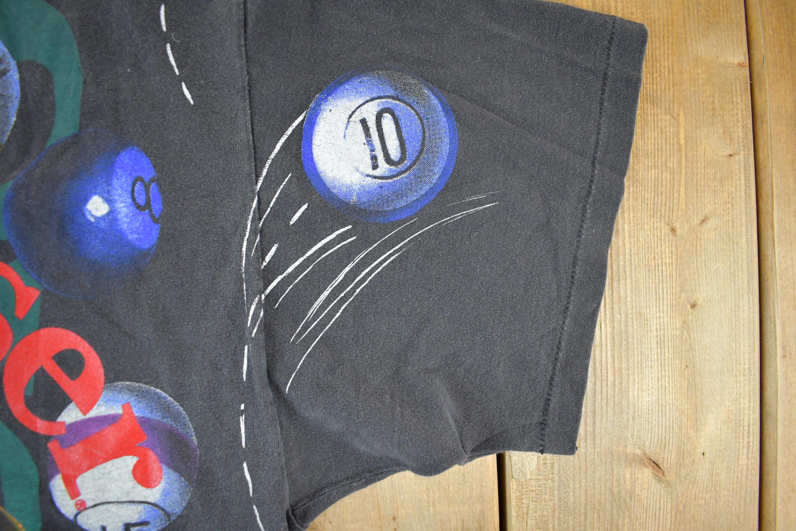 Vintage 1992 Budweiser Billiards Pool All Over Print Graphic T-Shirt Men's Large - Image 4